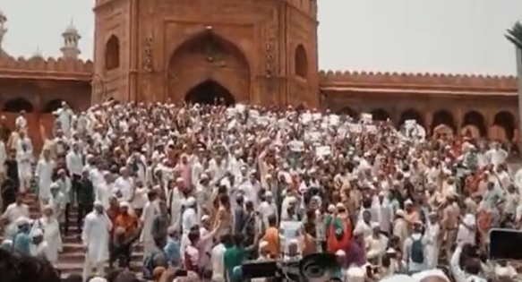 Nupur Sharma Statement दिल्ली की जामा मस्जिद के बाहर प्रदर्शन, शाही